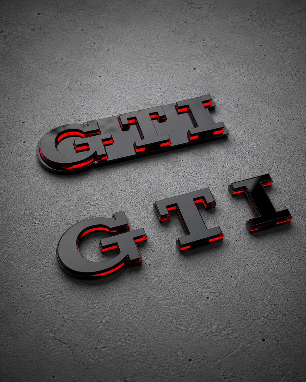 Gloss Black Red GTI Badge - Front Grille or Rear Tailgate Emblem
