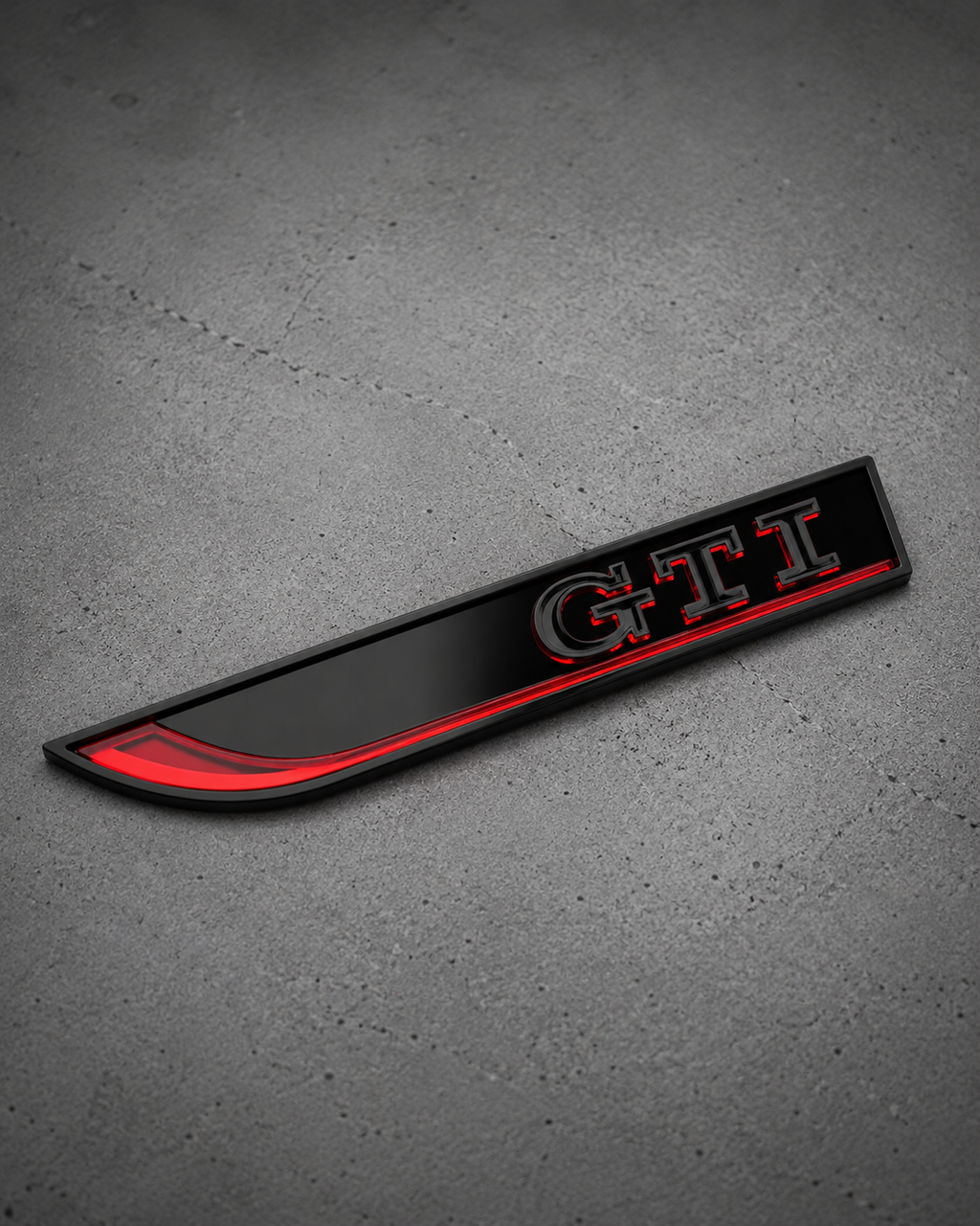 Gloss Black GTI Fender Badge Pair - 3D Side Emblems with Red Accent