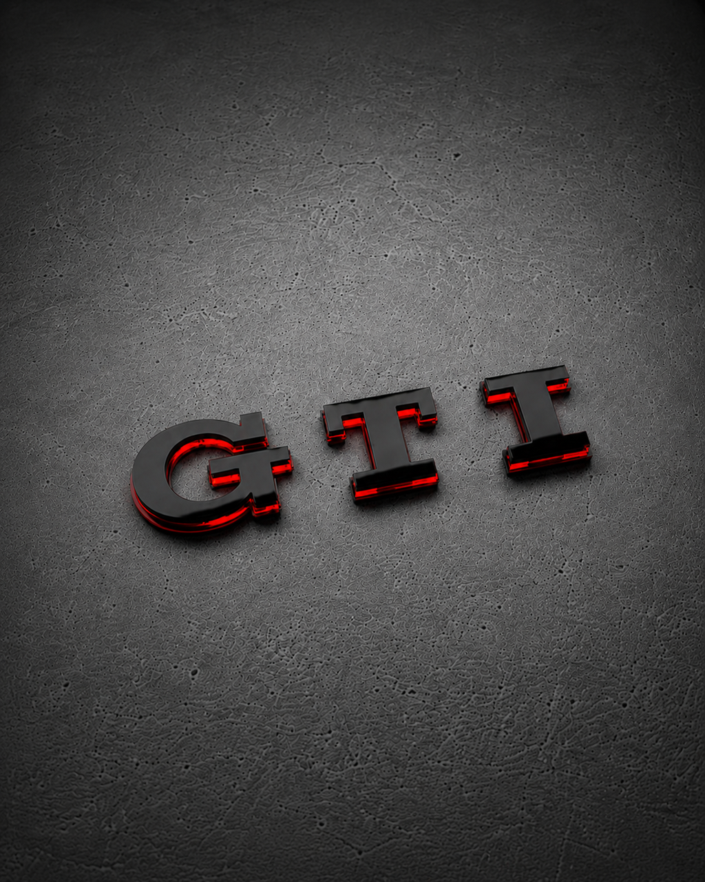 Gloss Black Red GTI Badge - Front Grille or Rear Tailgate Emblem