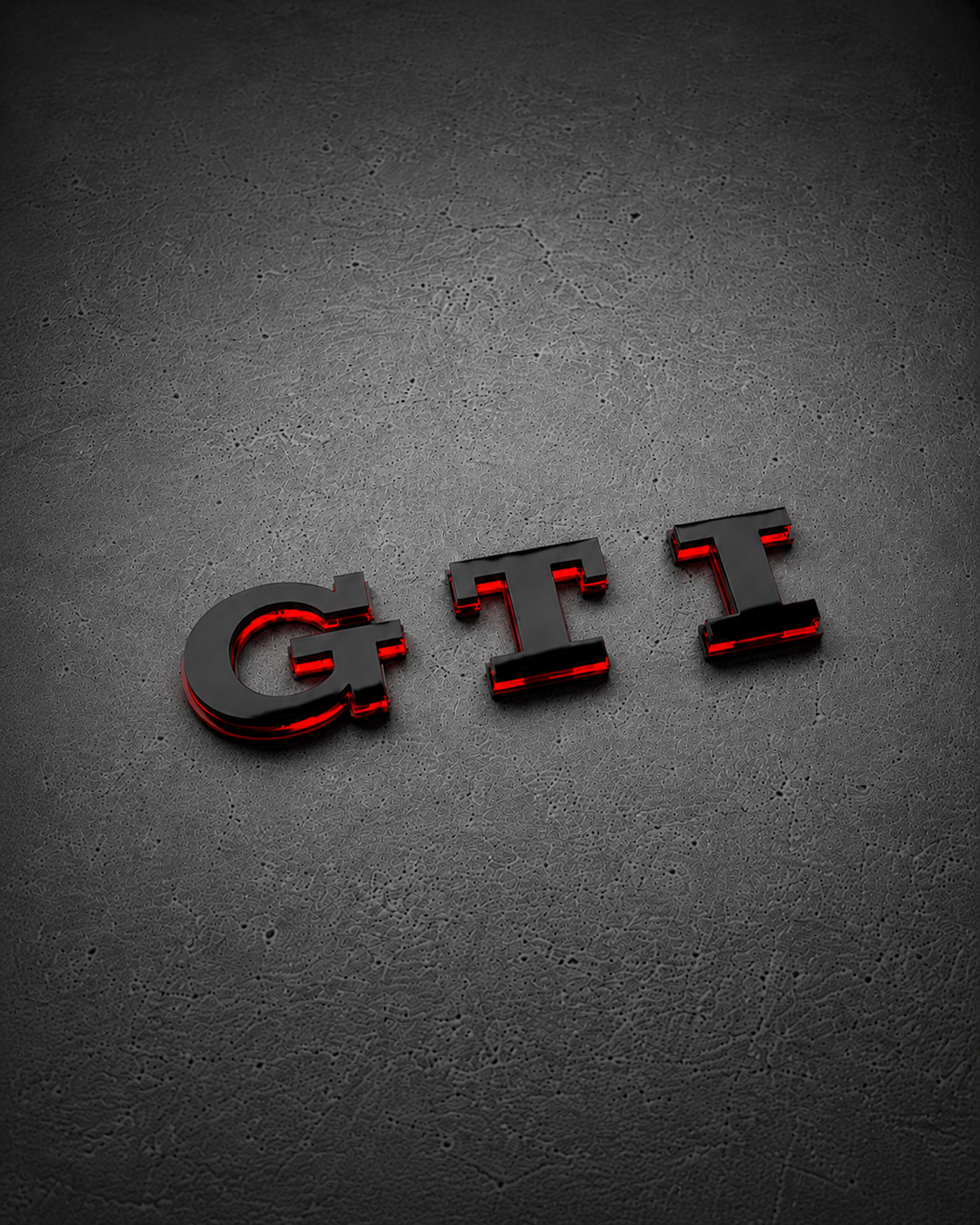 Gloss Black Red GTI Badge - Front Grille or Rear Tailgate Emblem