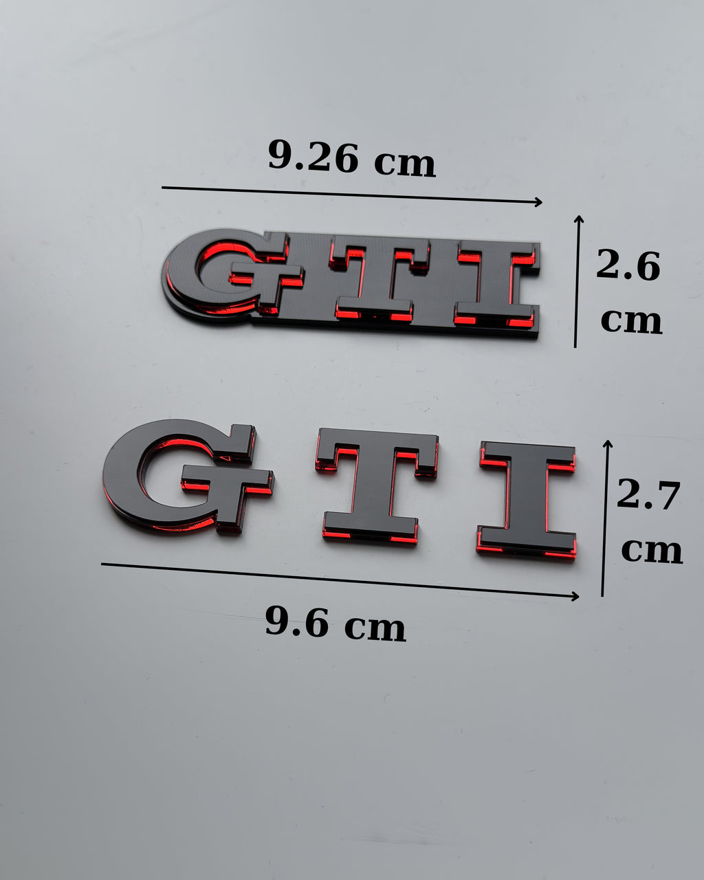 Gloss Black Red GTI Badge - Front Grille or Rear Tailgate Emblem
