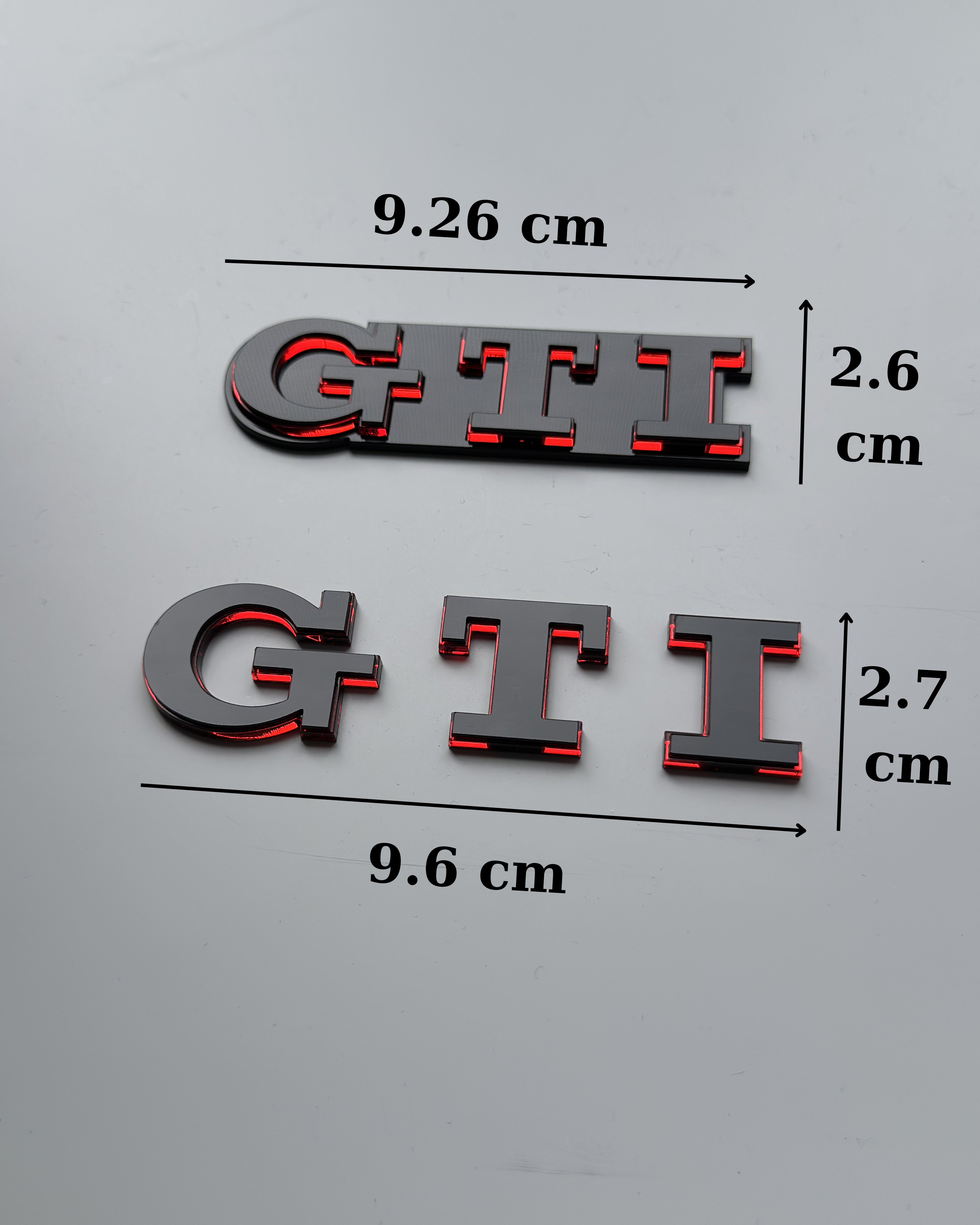 Gloss Black Red GTI Badge - Front Grille or Rear Tailgate Emblem