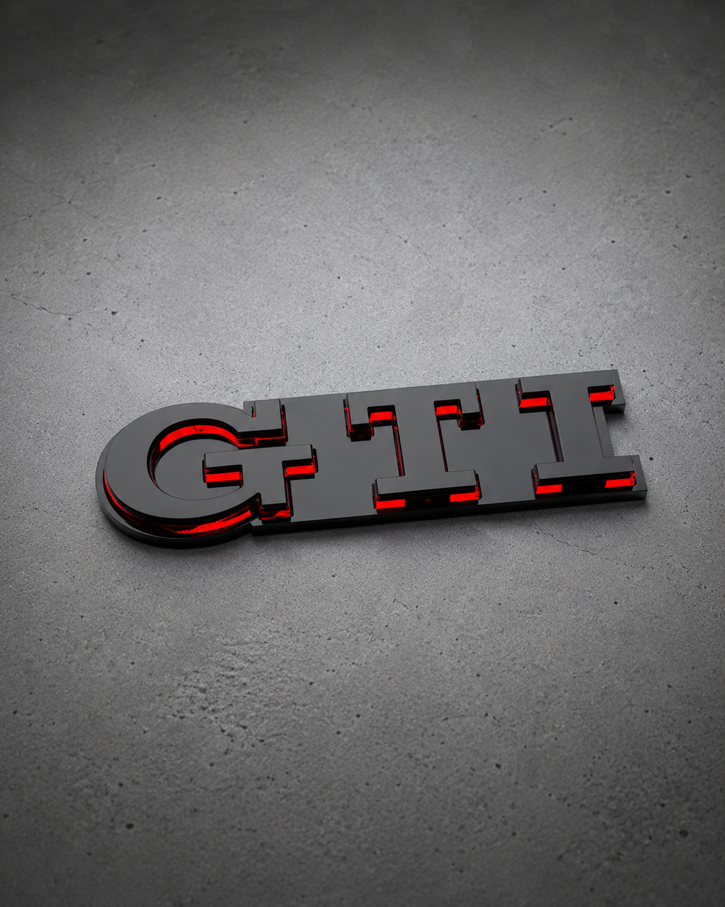 Gloss Black Red GTI Badge - Front Grille or Rear Tailgate Emblem