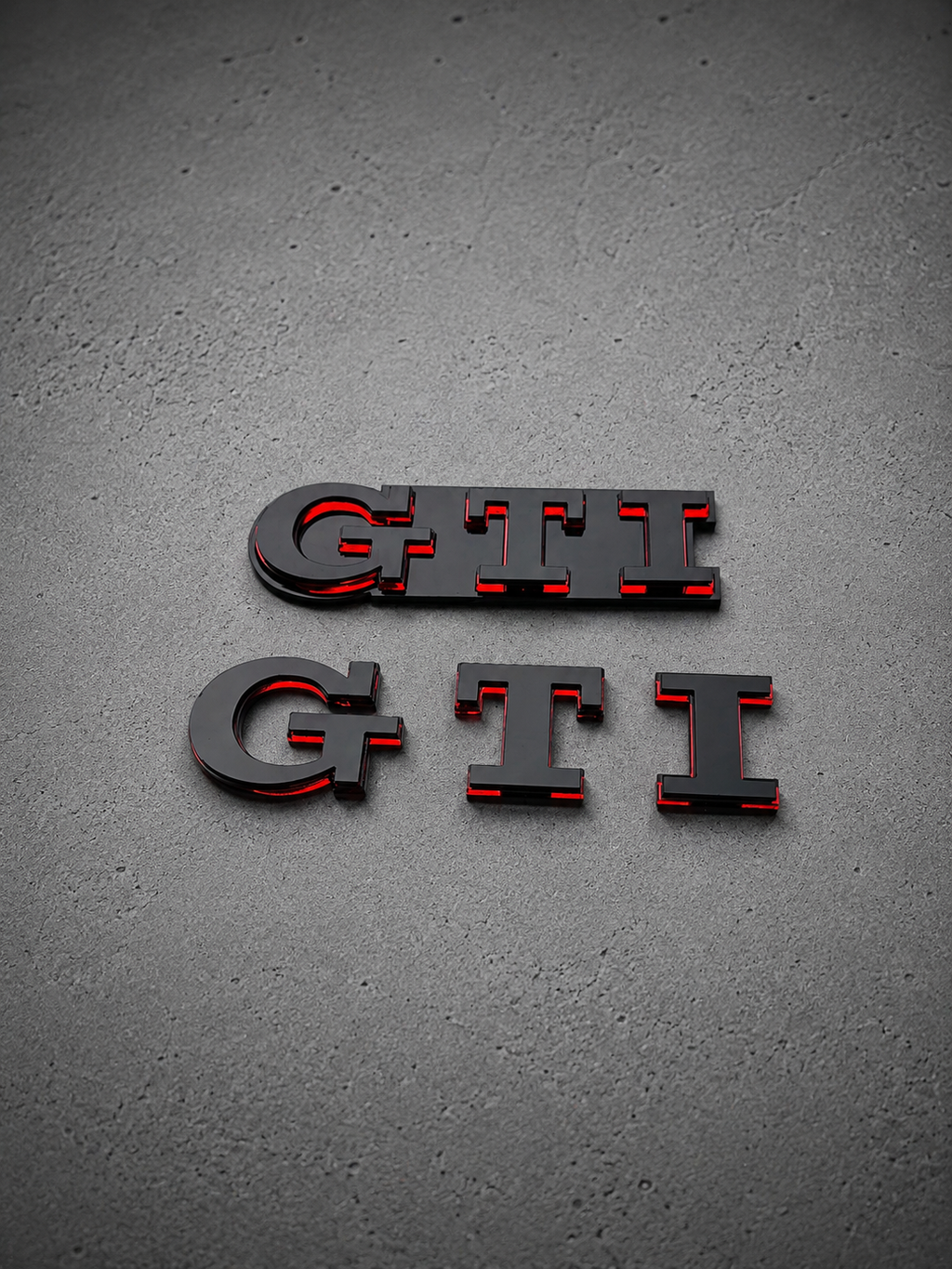 Gloss Black Red GTI Badge - Front Grille or Rear Tailgate Emblem