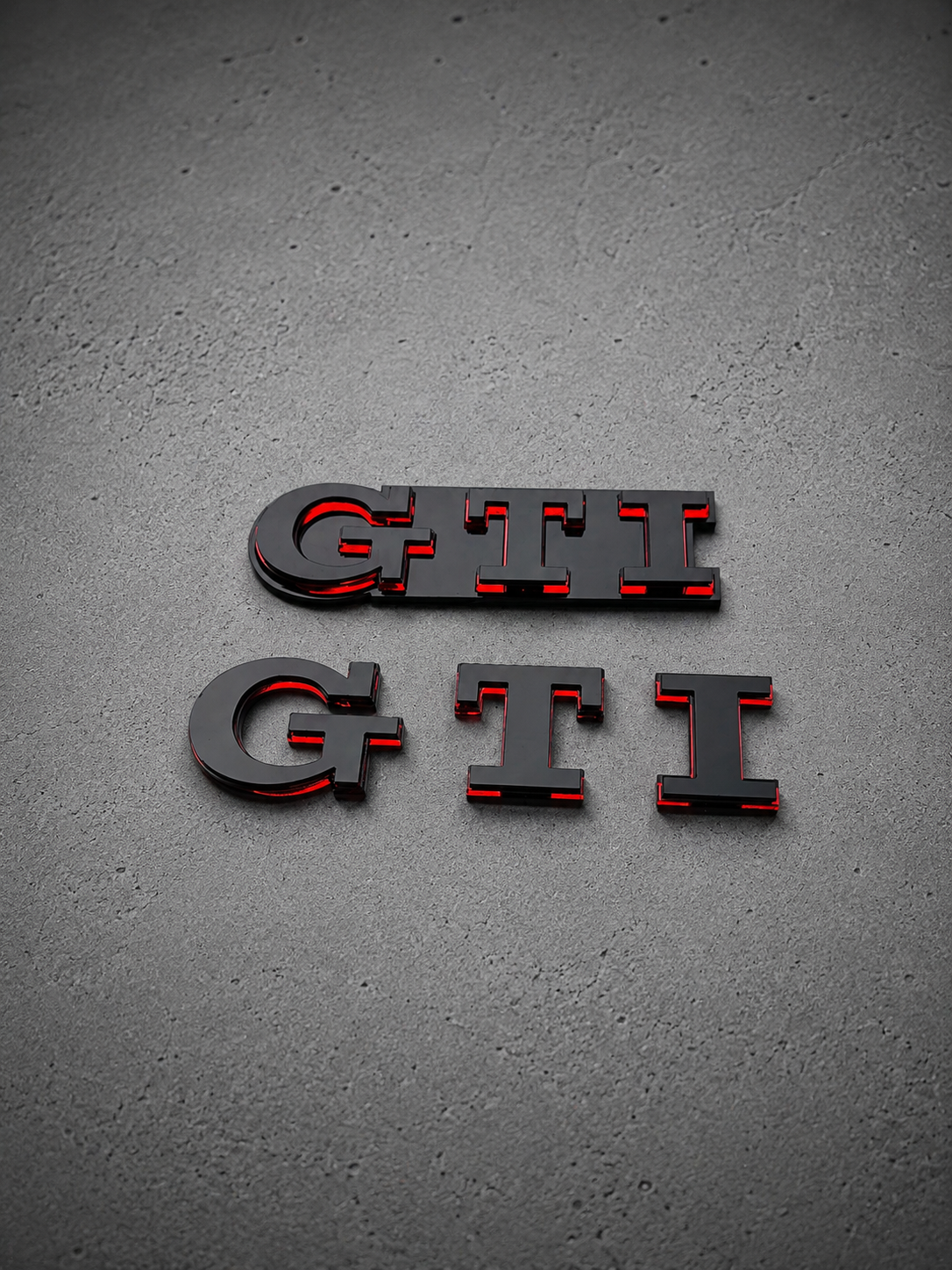 Gloss Black Red GTI Badge - Front Grille or Rear Tailgate Emblem